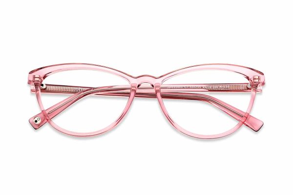 Pink Transparent Full Rim Cat Eye Eyeglasses